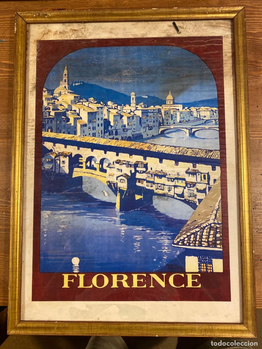 Carteles de turismo: CARTEL FLORENCE OFICINA ITALIANA DE TURISMO MARCO MADERA 39X36 CM