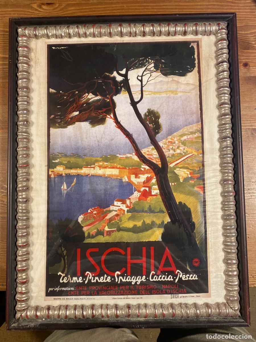 Carteles de turismo: CARTEL ISCHIA TURISMO NAPOLI MARCO MADERA 39X36 CM