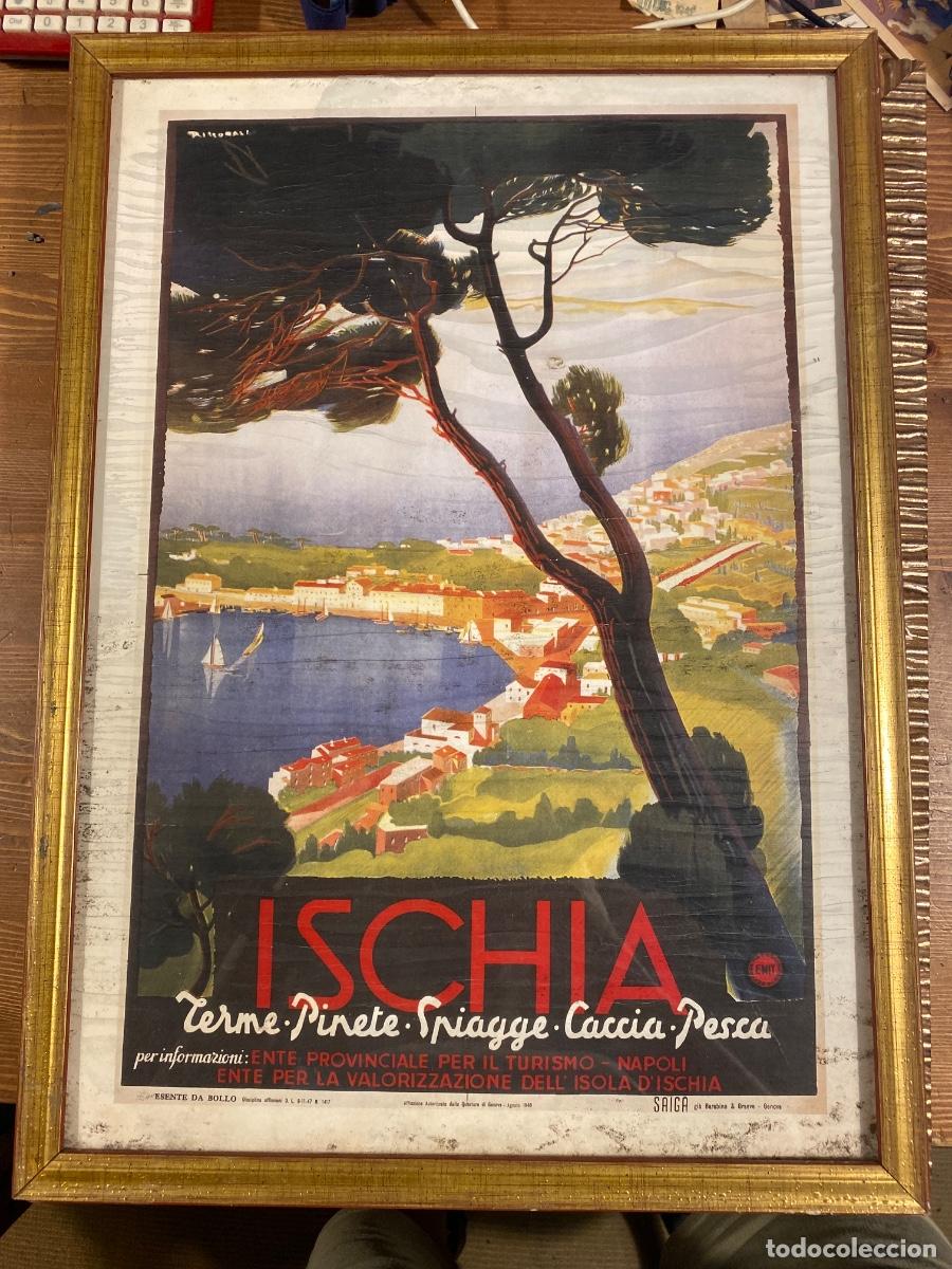 Carteles de turismo: CARTEL ISCHIA TURISMO NAPOLI GIUSEPPE RICCOBALDI MARCO MADERA 47X36 CM