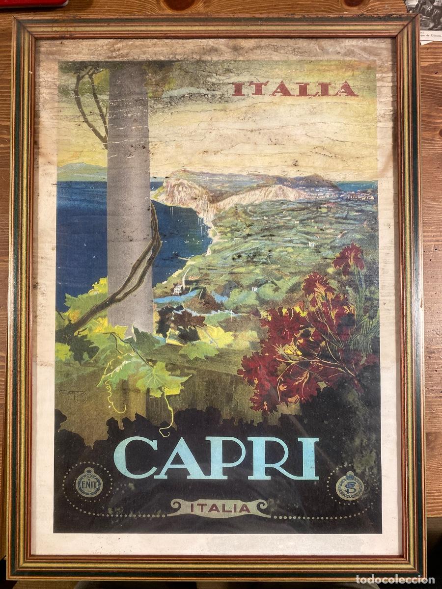 Carteles de turismo: CARTEL CAPRI OFICINA NACIONAL TURISMO ENIT MARIO BORGONI MARCO MADERA 47X36 CM
