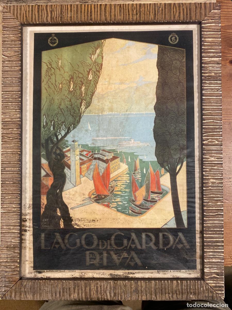 Carteles de turismo: CARTEL LAGO DI GARDA RIVA ANTONIO SIMEONE MARCO MADERA 36X48 CM