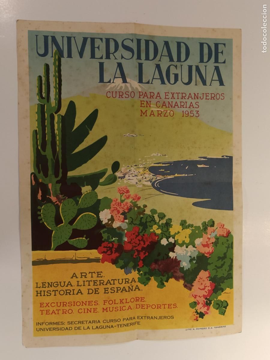 Tourism Posters: CANARIAS - UNIVERSIDAD DE LA LAGUNA - CURSO A&Ntilde;O 1953 - LIT. A.ROMERO SA TENERIFE - VER FOTOS