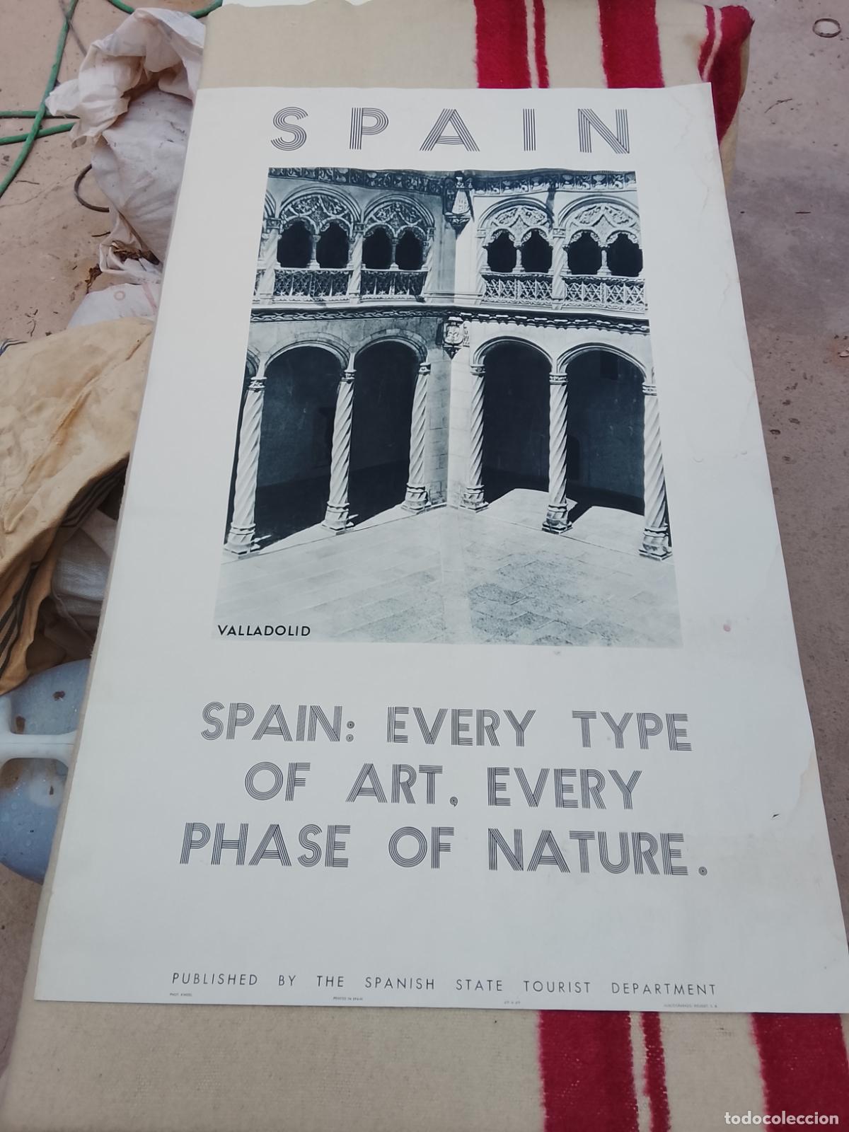 Carteles de turismo: CARTEL VINTAGE TURISMO ESPA&Ntilde;A (c.1945) VALLADOLID SAN GREGORIO - FOTO KINDEL - HUECOGRABADO RIEUSSE