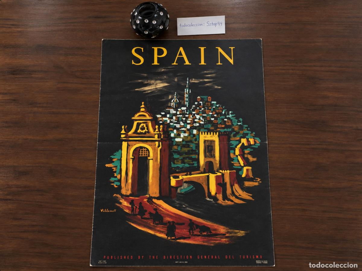 Carteles de turismo: Antiguo Cartel Turismo 1954 Spain - Toledo Puerta de Bisagra - Bernard Villemot