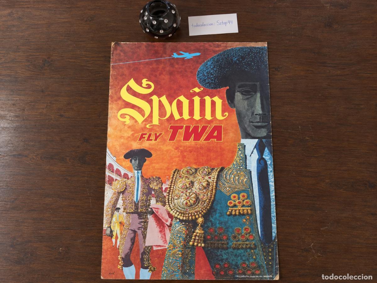 Carteles de turismo: Antiguo Cartel Turismo TWA Espa&ntilde;a c. 1955 - Torero Matador - David Klein - Original