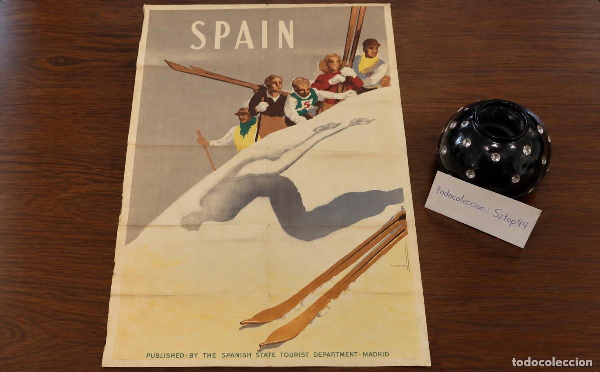 Carteles de turismo: Antiguo Cartel Litogr&aacute;fico Original Spain Ski 1948 - Jos&eacute; Morell - Turismo Raro