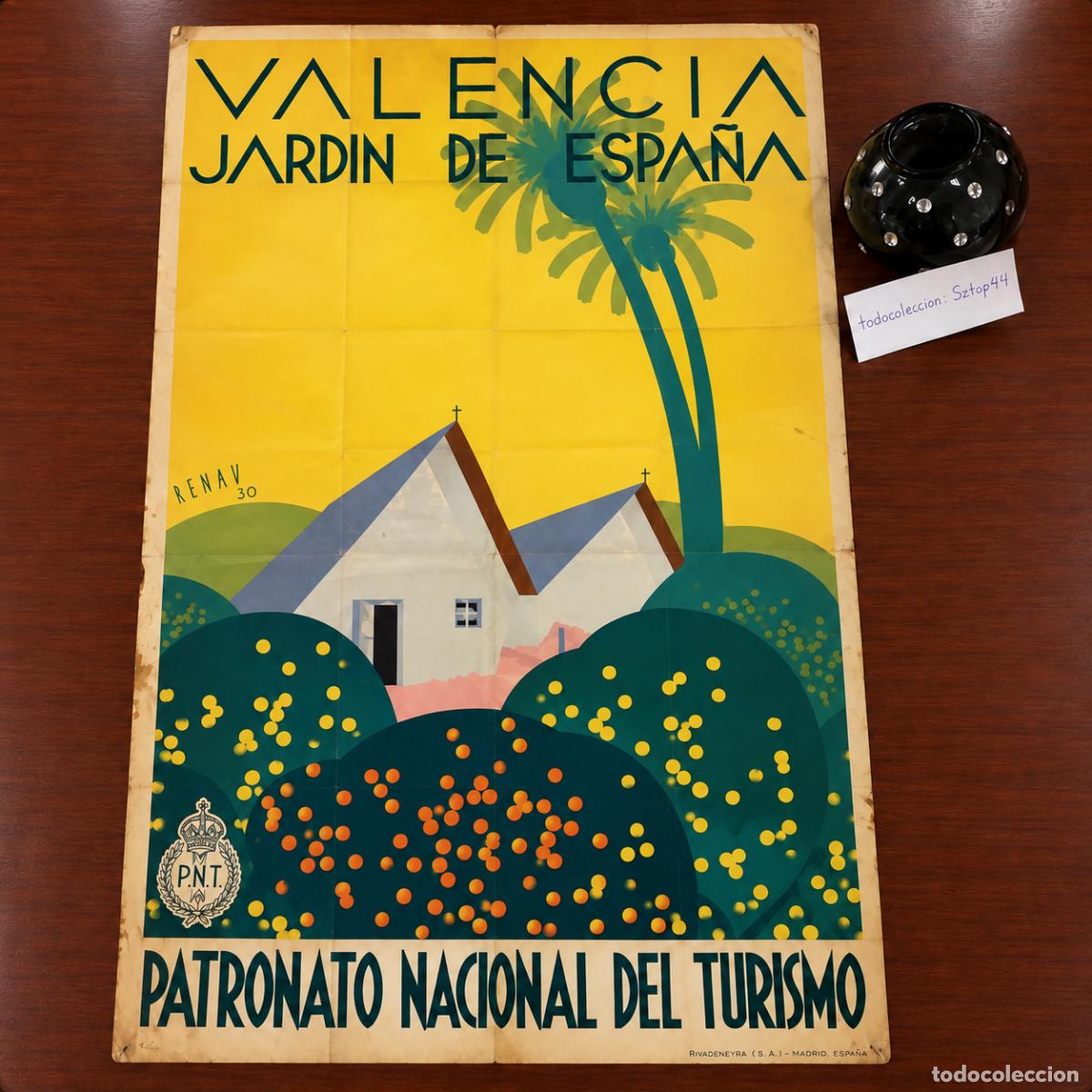 Carteles de turismo: Cartel Original Valencia 1930 - Jardin de Espa&ntilde;a - Rafael de Penagos PNT Rivadeneyra