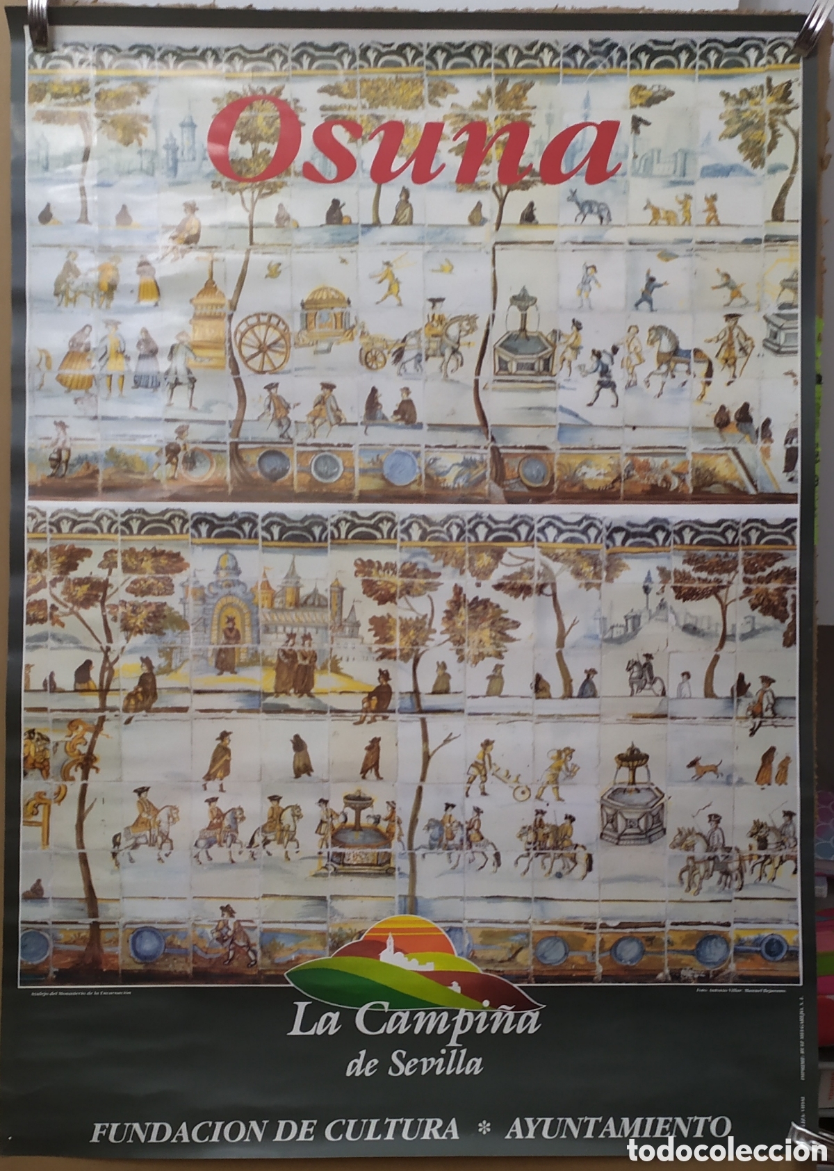 Carteles de turismo: Cartel tur&iacute;stico de Osuna en Sevilla, mide 68x59 cm. El de las fotos y en el estado que muestran que