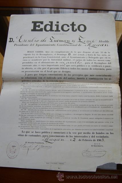 Carteles: EDICTO. AYUNTAMIENTO DE MAG&Aacute;N (TOLEDO), 1903 - Foto 1