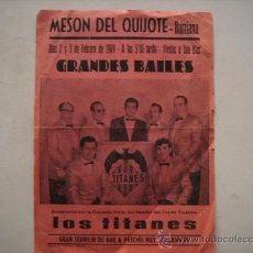 Carteles: MESON DEL QUIJOTE,BURRIANA,CASTELLON-LOS TITANES,AÑO 1969.MEDIDAS 22 X 16 CMS.