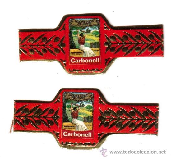 Carteles: dos vitolas de aceites carbonell, a&ntilde;os 1990 - Foto 1