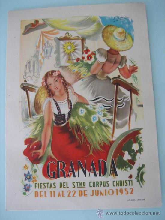 Carteles: PROGRAMA DE FIESTAS DEL STM&ordm; CORPUS CHRISTI DE GRANADA A&Ntilde;O 1952 - Foto 1
