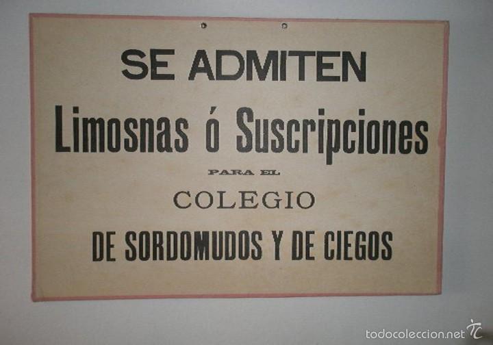 Carteles: CARTEL original COLEGIO SORDOMUDOS Y CIEGOS - Foto 1