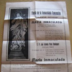 Carteles: VILLAFRANCA DE LOS BARROS 1957 - CARTEL CULTOS - NOVENA MARIA INMACULADA - MIDE 43X34 CM