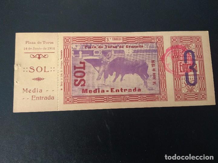 Carteles: ENTRADA DE TOROS PLAZA DE GRANADA 1914-- - Foto 1
