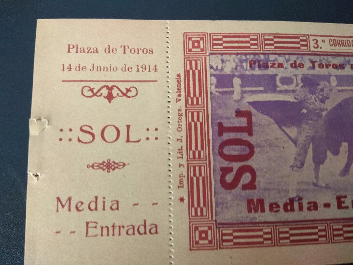 Carteles: ENTRADA DE TOROS PLAZA DE GRANADA 1914-- - Foto 2