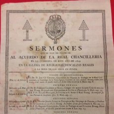 Carteles: CARTEL DE SERMONES QUE SE HAN DE PREDICAR EN LAS RELIGIOSAS DESCALZAS REALES 1819