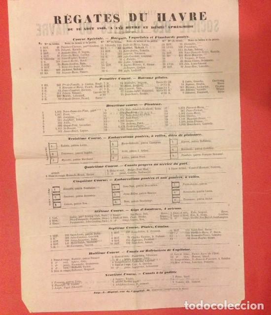Carteles: PROGRAMA SOCIETE DES REGATES DU HAVRE 1863, REGATAS - Foto 1