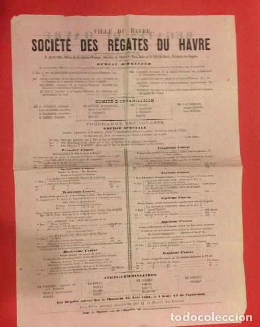 Carteles: PROGRAMA SOCIETE DES REGATES DU HAVRE 1863, REGATAS - Foto 2
