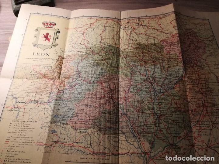 Carteles: Mapa de Le&ograve;n de Ed. Martin, con soporte textil, Barcelona 1949. - Foto 1