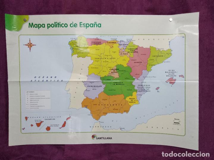 mapa politico de españa santillana 2 carteles o posters de gran formato de mapas e   Vendido en 