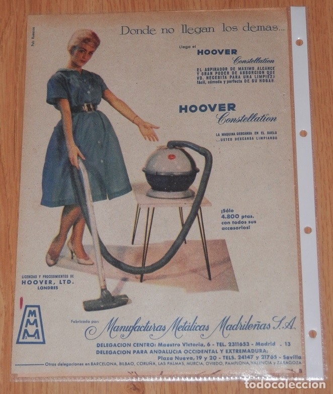 Carteles: HOOVER - PUBLICIDAD DEL A&Ntilde;O 1961 - Foto 1