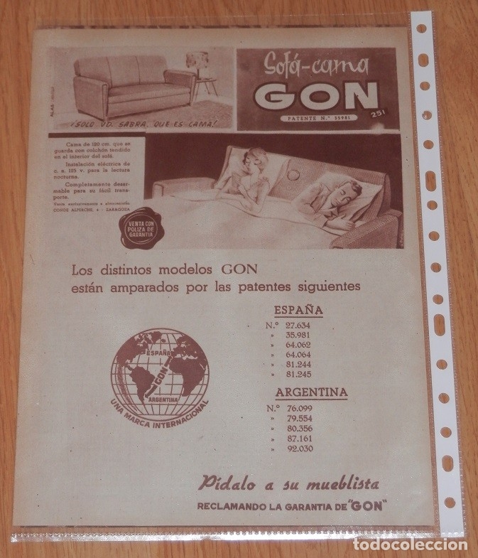 Carteles: SOF&Aacute;S GON - PUBLICIDAD DEL A&Ntilde;O 1961 - Foto 1