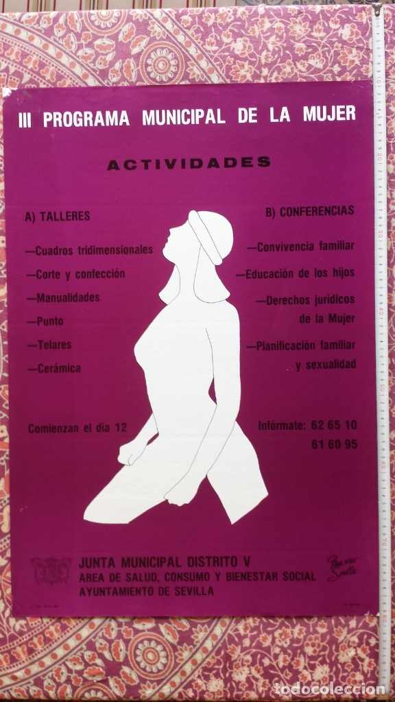 Carteles: CARTEL III PROGRAMA MUNICIPAL DE LA MUJER. SEVILLA 1986 - Foto 1
