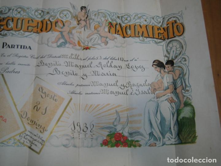 Carteles: Diploma de nacimiento. Melilla 1938 - Foto 3