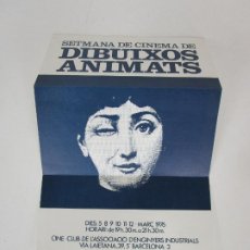 Carteles: CARTEL - SETMANA DE CINEMA DE DIBUIXOS ANIMATS -CINE-CLUB DE L´ASSOCIACIÓ D´ENGINYERS INDUSTRIALS 76. Lote 197272720