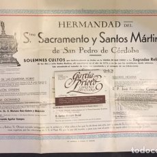 Carteles: CARTEL 1943 HERMANDAD S. SACRAMENTO Y SANTOS MARTIRES DE SAN PEDRO DE CORDOBA