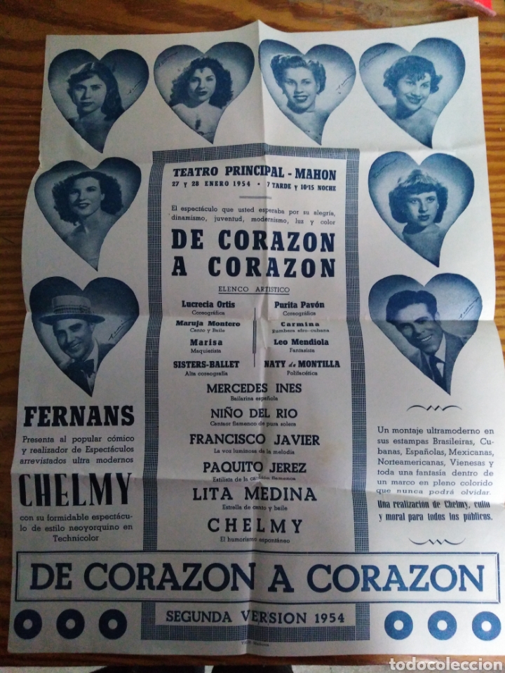 Carteles: Cartel de obra Coraz&oacute;n a Coraz&oacute;n 1954 - Foto 1