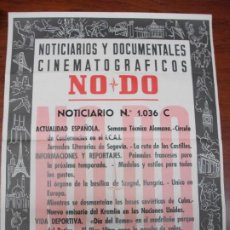 Carteles: CARTEL NO DO NOTICIARIOS Y DOCUMENTALES CINEMATOGRAFICOS CINE NODO Nº 1.036 C BARCELONA SEGOVIA 1962. Lote 248457645