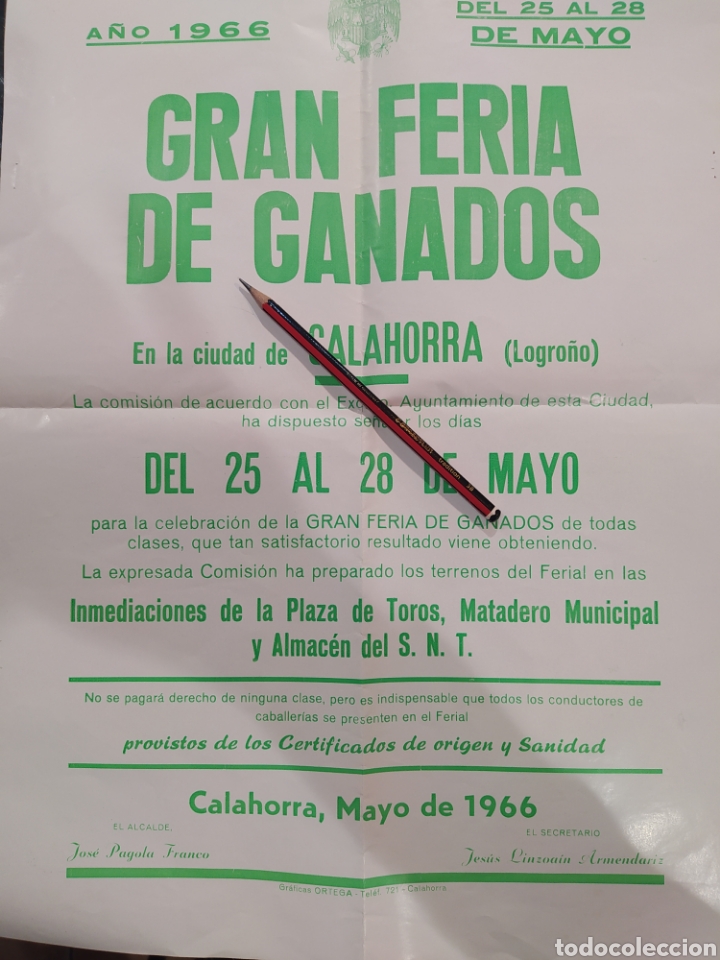 Carteles: Gran feria de ganado de Calahorra 1966 - Foto 1