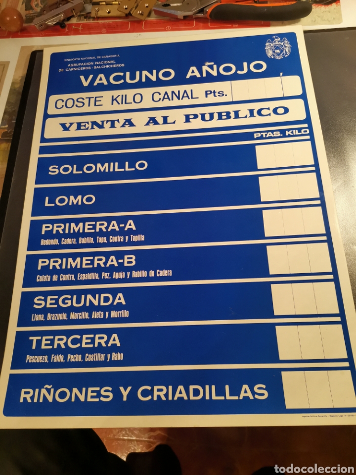 Carteles: Tarifas vacuno a&ntilde;ojo 1975 - Foto 2