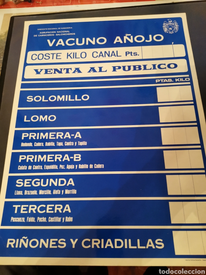 Carteles: Tarifas vacuno a&ntilde;ojo 1975 - Foto 1