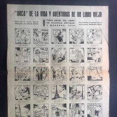 Affissi: AUCA /DE LA VIDA Y AVENTURAS DE UN LIBRO VIEJO / V FERIA DEL LIBRO ANTIGUO 1956 / BARCELONA