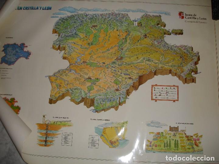 Carteles: MAPA ESCUELA EL AGUA EN CASTILLA Y LEON .128X86 - Foto 1