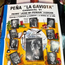 Carteles: CARTEL PEÑA DE LA GAVIOTA - CARNAVAL DE CADIZ AÑO 1991 - MEDIDA 69X48 CM