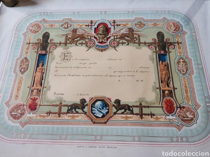 Carteles: Diploma antiguo sin escritura - Foto 3