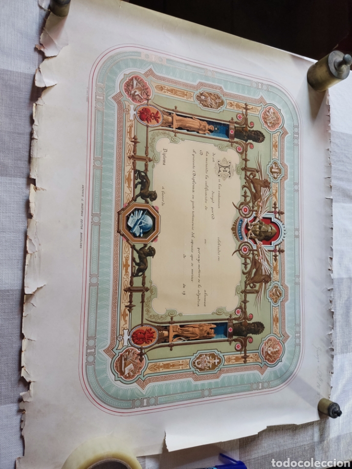 Carteles: Diploma antiguo sin escritura - Foto 1