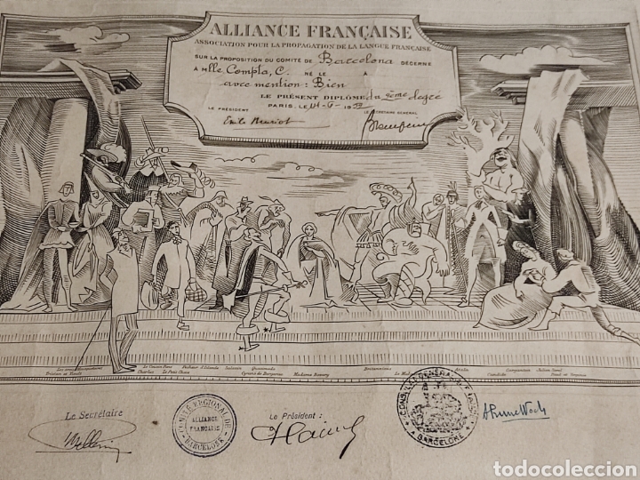 Carteles: Diploma Alliance Francaise 1952 - Foto 2