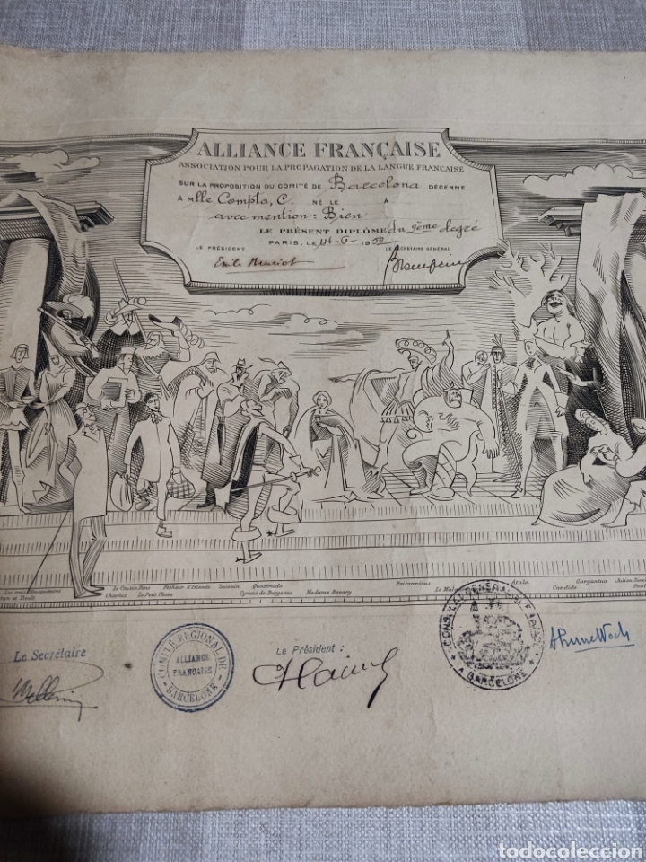 Carteles: Diploma Alliance Francaise 1952 - Foto 3