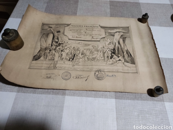 Carteles: Diploma Alliance Francaise 1952 - Foto 1