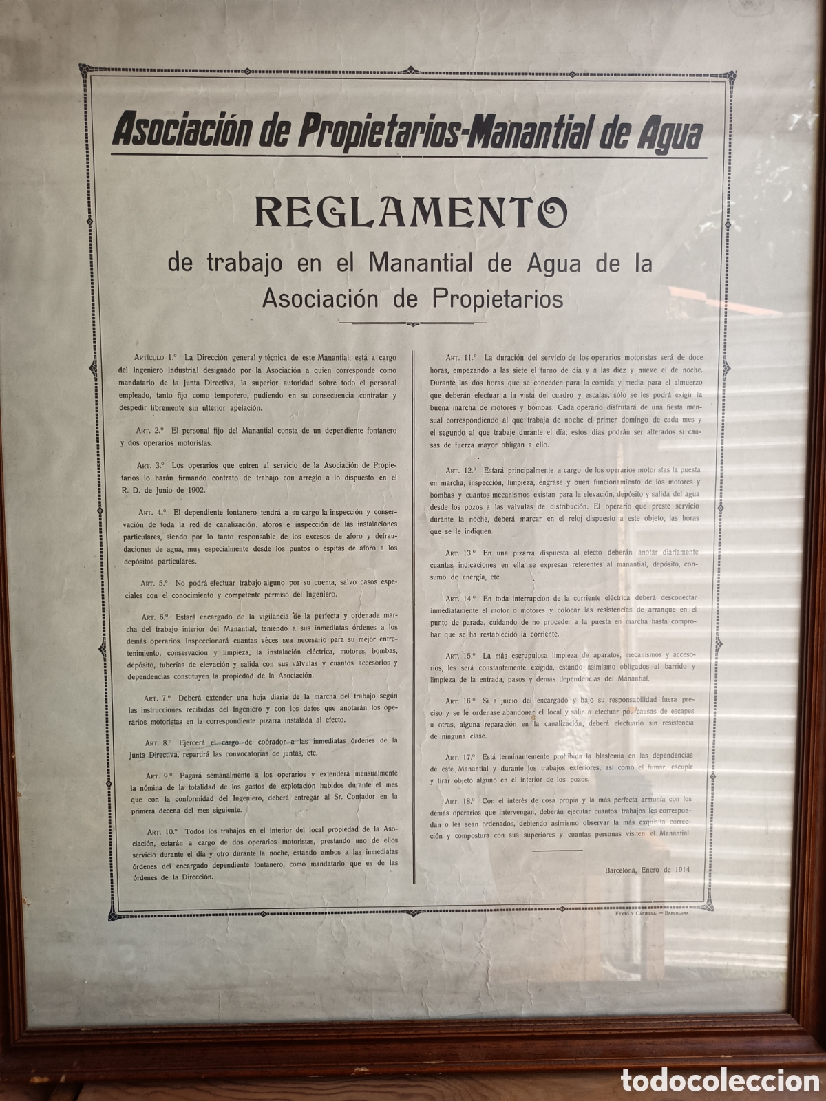 Carteles: Cuadro reglamento aguas 1914 - Foto 3