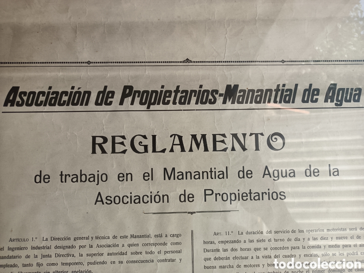 Carteles: Cuadro reglamento aguas 1914 - Foto 1
