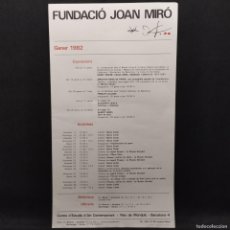 Carteles: CARTEL PUBLICITARIO ANTIGUO - FUNDACIO JOAN MIRO - AÑO 1982 - 53X30CM / 28.074