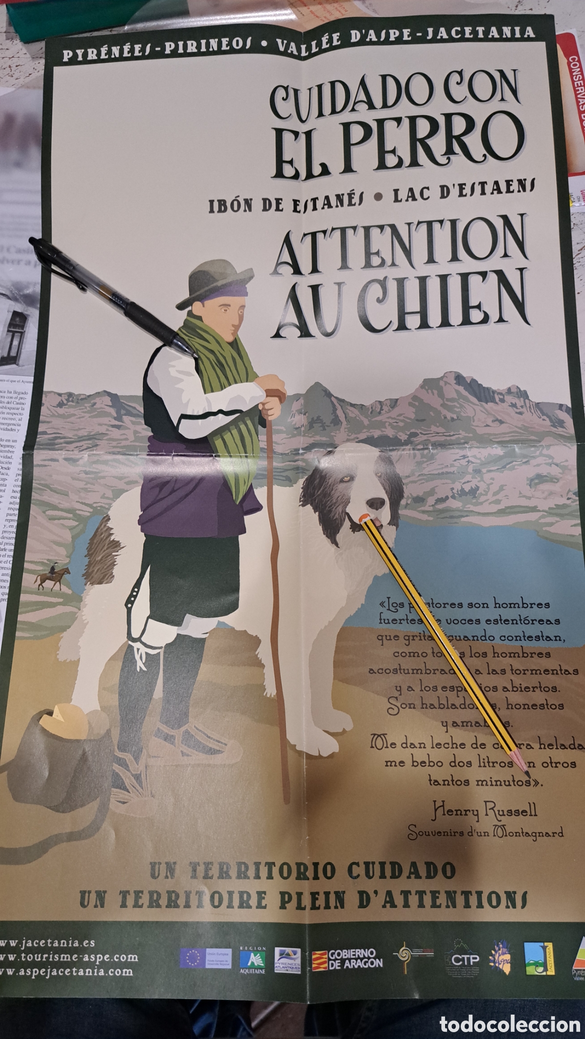 Carteles: Cartel comarca de la jacetania cuidado con el perro - Foto 1