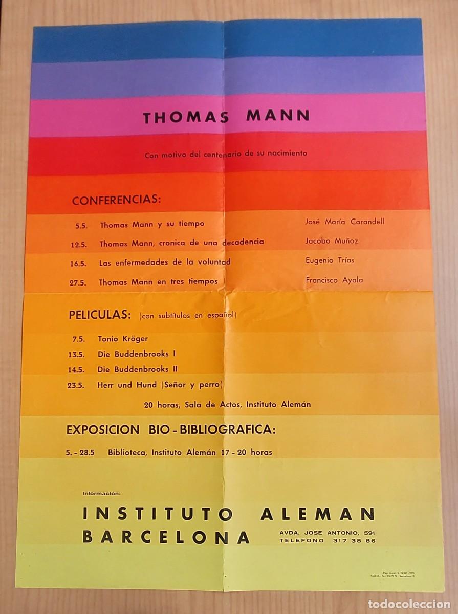 Carteles: CARTEL CENTENARIO THOMAS MANN - INSTITUTO ALEMAN BARCELONA 1975 - Foto 1