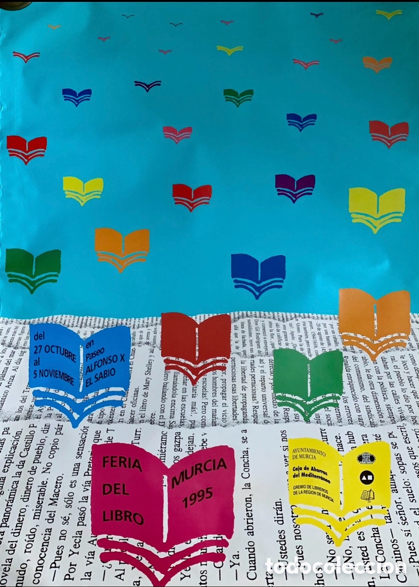 Carteles: Cartel. Feria del Libro. Murcia. 1995. - Foto 1